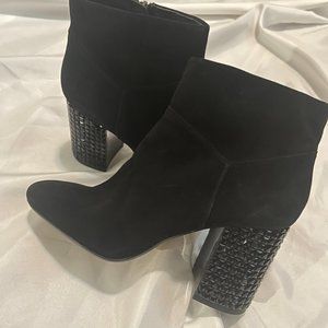 Michael Kors Black Suede Booties with Accent Heel